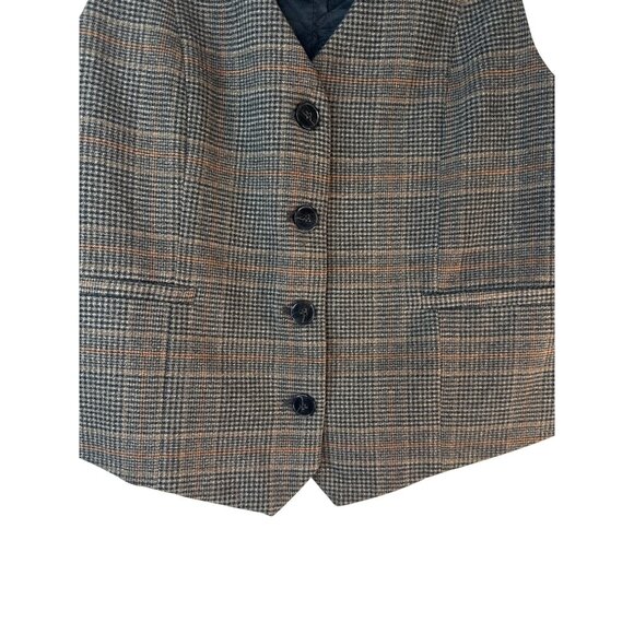 ZARA Womens XS Brown Camel Plaid Wool Blend Vest - Picture 5 of 10